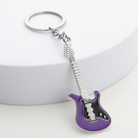 Porte-clés Guitare 3D Créatif en Alliage, Mini Pendentif Tendance en Métal Laqué Écologique et Léger, Cadeau Promotionnel