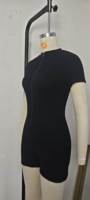 Combinaison de yoga zippée pour femme, collection été 2026, manches courtes, une pièce, tenue de sport avec taille haute et compression pour la gym