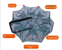 Filet de pêche pliable à double nœud en nylon haute résistance pour attraper poissons, crevettes, vairons et crabes