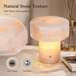 Natural Stone Rechargeable <b>Touch</b> Table <b>Lamp</b> Portable Cordless Night Light Ambient <b>Lamp</b> for Bedroom Living Room Hotel OEM ODM - Product Image 3