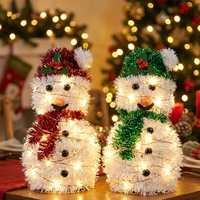 Guirlande lumineuse LED bonhomme de neige de Noël, éclairage décoratif pour la maison, ornement de table, vitrine, figurine de Noël d'intérieur, cadeau de Noël lumineux