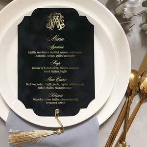 Individuell Geprägte Initialen Hardcover Luxus Umweltfreundliche Salbeigrüne Papier-Samt-Einladungskarten Menükarten Hochzeitseinladungen - Product Image 4