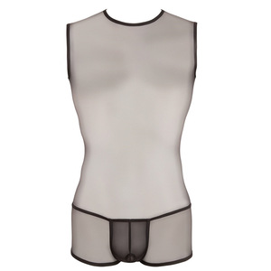 <b>Men</b> Mesh <b>See</b> <b>Through</b> Bodysuit Black Mid Rise Spandex Nylon Sexy <b>Underwear</b> - Product Image 2
