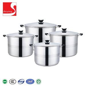 SYキッチン用品ステンレス鋼ストックポット6個ミラー研磨ガラス蓋付き - Product Image 1