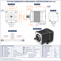 Moteur pas à pas hybride NEMA17 42 à boucle fermée DC24V 0,8 Nm de couple, arbre personnalisé de 60 mm disponible pour équipement d'automatisation