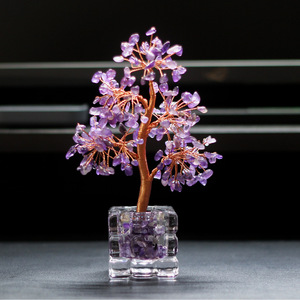 <b>Crystal</b> <b>Tree</b> Yellow Citrine Wire Craft Glass Cube Base Home Office Desk Ornament Decoration Gift - Product Image 4