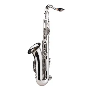 Bb Tenor Saksofon Kuningan, Pola Ukiran Sax Instrumen Angin Kancing Cangkang Putih Mutiara dengan Sabuk Kuas