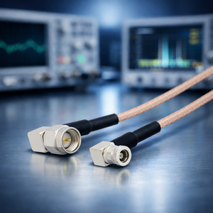 Câble coaxial <span class=keywords><strong>RG316</strong></span>/<span class=keywords><strong>U</strong></span> 50 ohms SMA mâle à angle droit vers fiche SMB à angle droit avec gaine thermorétractable LF Soudure Transmission de signaux de fréquence - Product Image 1