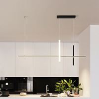 Lustre de restaurant moderne et minimaliste, en aluminium de luxe, LED dimmable, 120 cm, noir, base d'ampoule E26, pour longue table de bar