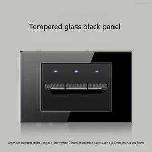 American Standard Wall Switch Socket Type 118 <b>Black</b> Tempered Glass Panel Two-Way Push Reset Button <b>Touch</b> Panel IP20 Switch - Product Image 3