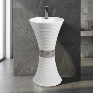 Lavabo Moderno con Pedestal, Sanitario de Cerámica, Lavabo con Pedestal de Mármol - Product Image 4