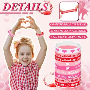 Pulseira de silicone personalizada para casal, pulseira com letras do alfabeto de borracha rosa para o Dia dos Namorados, atacado personalizado