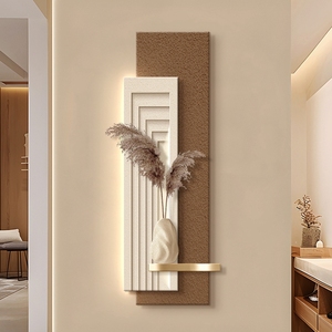 2025 Nueva pintura decorativa de pared de pasillo LED de gama alta Wabi Sabi textura de arenisca galería de arte decoración de pared Vertical - Product Image 5