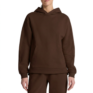 High Quality 100% Cotton Solid Winter Warm Fleece <b>Hoodies</b> made in India in espresso <b>brown</b> color - Product Image 4