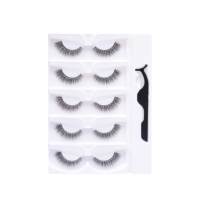 Faux cils 3D en fibres synthétiques, 5 paires, cils en bande volumineux, applicateur réutilisable, fournitures de beauté, vente en gros