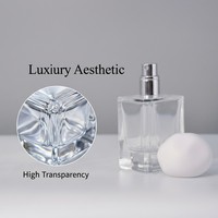 Botol Parfum Semprot Kaca Tebal Persegi Bening Matte Frost 1oz Ramah Lingkungan, Dapat Didaur Ulang, Logo Kustom untuk Merek Kosmetik Parfum