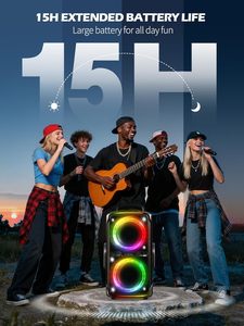 ระบบเสียงกลางแจ้งสำหรับงานปาร์ตี้ 240W ลำโพงเสียงดัง IPX4 กันน้ำ แบตเตอรี่ใช้งานได้ 15 ชั่วโมง เชื่อมต่อแบบ TWS บลูทูธ 5.3 ไร้สาย - Product Image 5