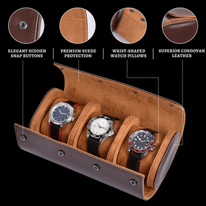 Hộp đựng đồng hồ da cao cấp MZDTIMK có logo tùy chỉnh, ba ngăn, màu nâu sang trọng, hộp quà tặng, hộp đựng đồng hồ du lịch màu đen - Product Image 4