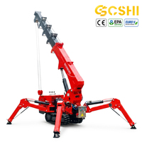 Mini-grue araignée de 1 à 8 tonnes avec nacelle, certifiée CE, à flèche télescopique sur chenilles pour travaux architecturaux en espaces étroits
