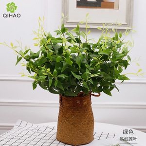 ใบคลีมาติสประดิษฐ์สีเขียวจาก Qihao ต้นไม้ผ้าไหมสำหรับตกแต่งงานแต่งงานในร่ม ของตกแต่งบ้านที่มีความสมจริงสูง - Product Image 4