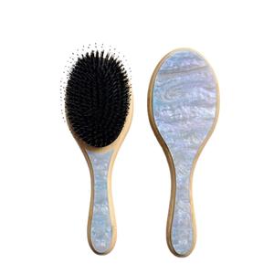 Top vendita eco-friendly spazzola per capelli di bambù di forma ovale cuscino in acetato per massaggio testina materiale in resina - Product Image 4