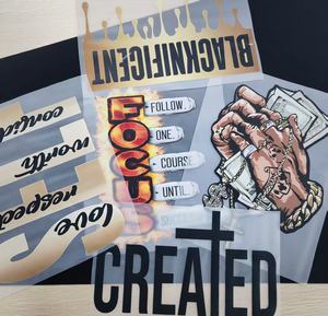 टी-शर्ट के लिए कार्टून हीट ट्रांसफर स्टिकर टिकाऊ uv dtf कपड़े लेबल पालतू धोने योग्य प्रेस डिजाइन स्थानांतरण मुद्रण - Product Image 1