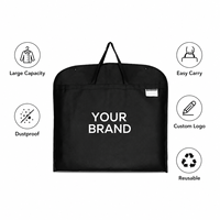 Housse de vêtement pliable noire personnalisable avec logo, en non-tissé, anti-poussière, avec poignée et fermeture éclair, portable pour voyage, costume, robe, vêtements, pour la maison