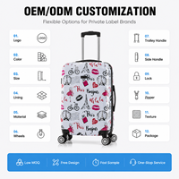 Ensemble de bagages à roulettes ABS OEM ODM, motif rose, 3 pièces, valises rigides, 20, 24, 28 pouces, fournisseur en gros pour les chaînes de magasins de détail