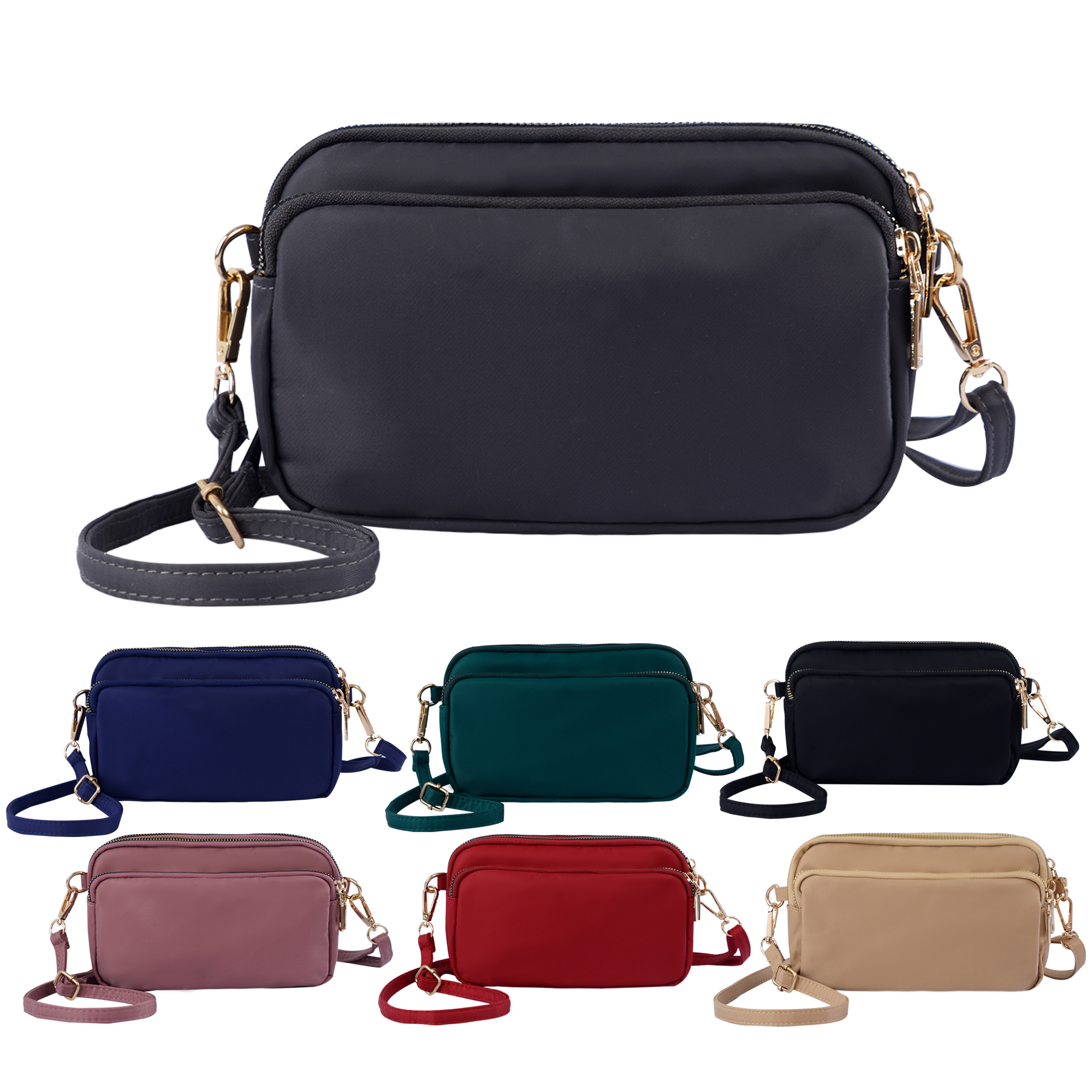 Large Capacity Nylon Shoulder Bag for Ladies Casual Zipper
