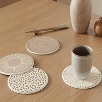 Sous-verres et sets de table en boue de diatomée de style japonais, résistants à la chaleur, réutilisables, absorbants, à séchage rapide, diamètre 10 cm