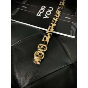 Ceinture fine à imprimé animalier Fiori, double boucle dorée, légère, pour femme - Product Image 2