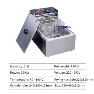 Friteuses électriques/gaz professionnelles à <span class=keywords><strong>double</strong></span> compartiment, friteuses électriques à cylindre unique/<span class=keywords><strong>double</strong></span> cylindre pour restaurants et snack-bars - Product Image 5