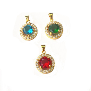Solitaire Pendant Necklace Zinc Alloy Red Blue Green Zircon Claw Setting <b>Gift</b> Jewelry for Women - Product Image 2