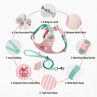 Set Harnesses dan Tali Anjing dari Bahan Nylon Custom Print yang Modis, Ultra-Breathable, Anti-Tersedak, Anti-Lepas, dengan Tali Dada Oxford untuk Jalan-Jalan