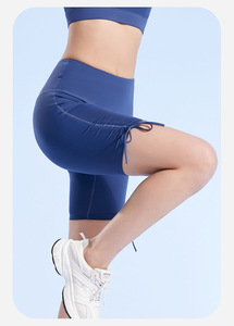 High Waist <b>Ruched</b> Butt Yoga <b>Shorts</b> Solid Color Seamless Four-Way Stretch Elastic Waist Sports Fitness Wear - Product Image 4
