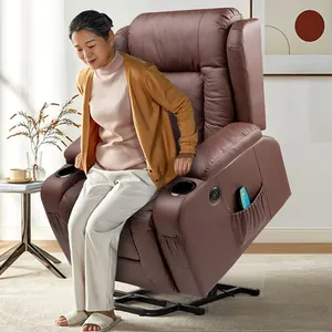 VANBOW Living Room Furniture Power Lift Comfortable Leather Recliner Electric Sofa Chair For Elderly with Cup Holders