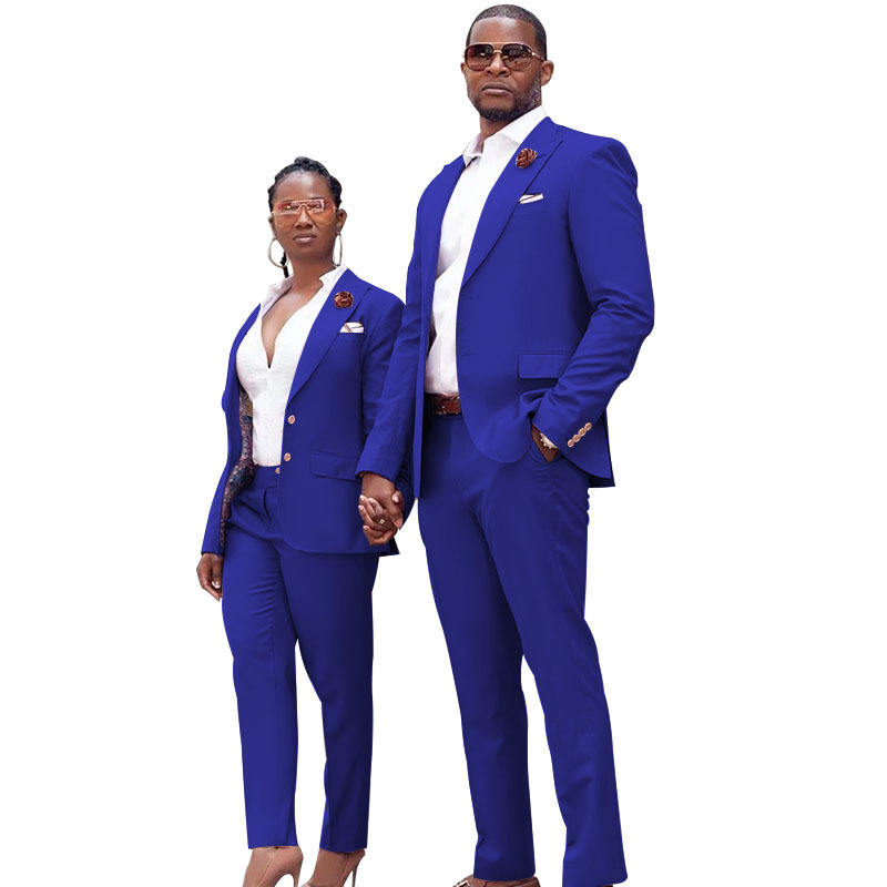 Latest Couple Suits Design Mens Women Suits Groom Tuxedos Peaked Lapel Men'  Suits Groomsmen Tuxedos Blazer(Jacket+Pant)