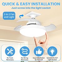 Ventilateur de plafond à pales transparentes avec kit d'éclairage, télécommande, design invisible moderne, ventilateurs de plafond LED, éclairage de salle de bain