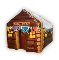 Grotte de cabane en rondins interchangeable tout usage marron de 10 pieds x 12 pieds avec ventilateur et porte Cabane de ski gonflable commerciale pour l'hiver
