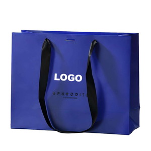 Custom Logo Branded Store White Black Navy Blue <b>Shopping</b> Paper Bag Gift Bags for <b>Small</b> Business - Product Image 1