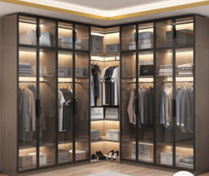 Armario de Dormitorio Principal de Estilo Minimalista Italiano con Marco de Aluminio, Serie de Vidrio Gris de Lujo Ligero, Tipo de Pie - Product Image 1