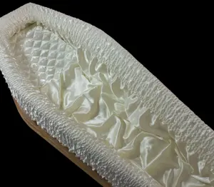 F92 manufactures of interior coffins lining from china Quilting lattice satin crepe fabric casket coffin interior lining