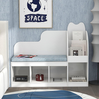 WDF-Armario de Madera Moderno para Almacenamiento de Juguetes, Estante de Exhibición de Libros, Estantería para Niños, Muebles de Sala de Estar, con Cojín de Asiento