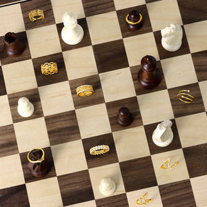 Cincin Pernikahan Pertunangan Janji Pengantin Perak S925 Unik Model Queen's Gambit Winning Move dengan Zirkonia Kubik 5A 8A - Product Image 6