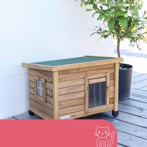 Fourniture d'usine 57X45X43 cm Porte à lattes marron Fenêtre en plexiglas Maison de chat en bois avec pieds en plastique réglables en bois - Product Image 3