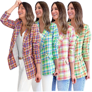 Áo <span class=keywords><strong>Blazer</strong></span> nữ bán chạy, họa tiết ca rô, tay dài, kiểu dáng thường ngày, có túi. - Product Image 6
