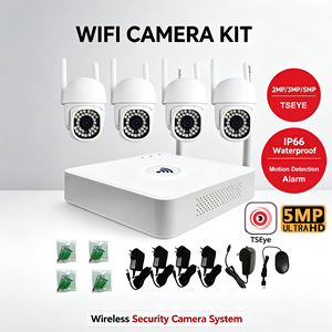 Sistema de Cámaras de Seguridad WiFi de 4 Canales, 2MP, 3MP, 5MP, a Todo Color, IP66, Impermeable, con Detección de Movimiento, Kit NVR de Vigilancia CCTV para Exteriores y Hogar - Product Image 1