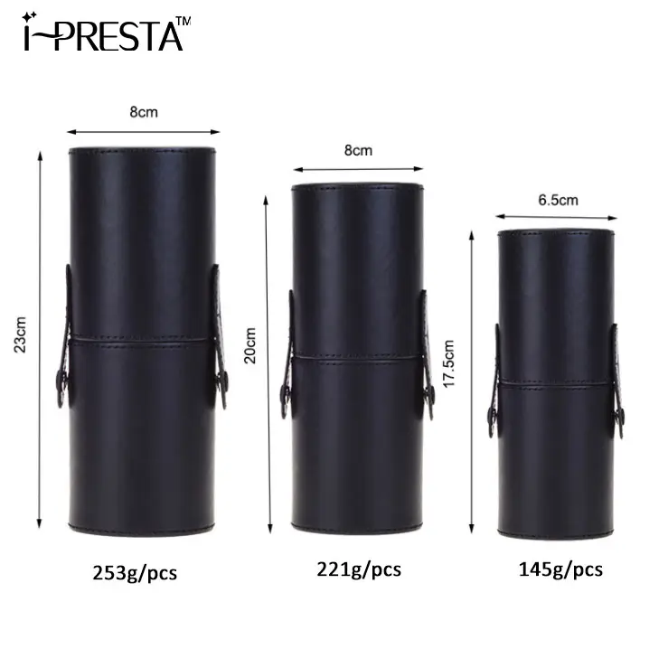 IPRESTA black color makeup brush holder case bag PU leather material use for makeup brush package