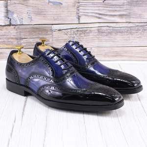 <span class=keywords><strong>Scarpe</strong></span> da <span class=keywords><strong>uomo</strong></span> di fascia alta in pelle verniciata a punta con lacci classici Brogue Oxford abiti da lavoro fatti a mano in pelle di vacchetta - Product Image 4