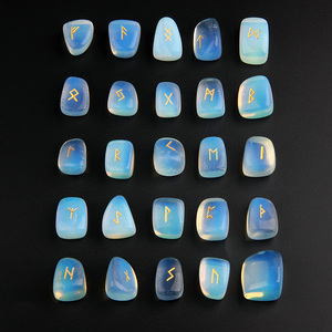Màu xanh và trắng màu opalite Opal Đá khắc Elder futhark runic Bảng chữ cái ngoại giáo chữ Viking Rune - Product Image 3